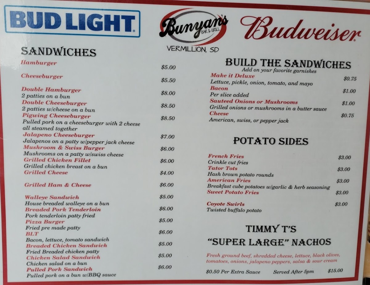 Bunyan's Menu - Image 3